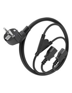 AISENS Cable Alimentacion CPU, CEE7/M-2xC13/H, Negro, 1.8M 2