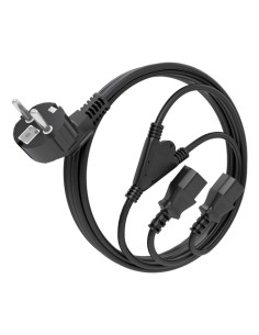 AISENS Cable Alimentacion CPU, CEE7/M-2xC13/H, Negro, 3.0m 2