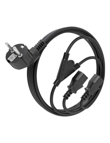 AISENS Cable Alimentacion CPU, CEE7/M-2xC13/H, Negro, 3.0m