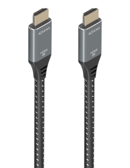 AISENS Cable HDMI V2.1 ultra alta velocidad / HEC 8K@60Hz 48Gbps, A/M-A/M, Gris/Negro, 5.0m