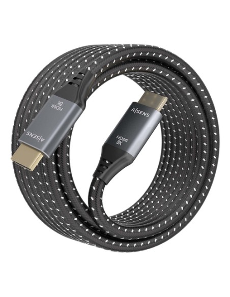AISENS Cable HDMI V2.1 ultra alta velocidad / HEC 8K@60Hz 48Gbps, A/M-A/M, Gris/Negro, 5.0m