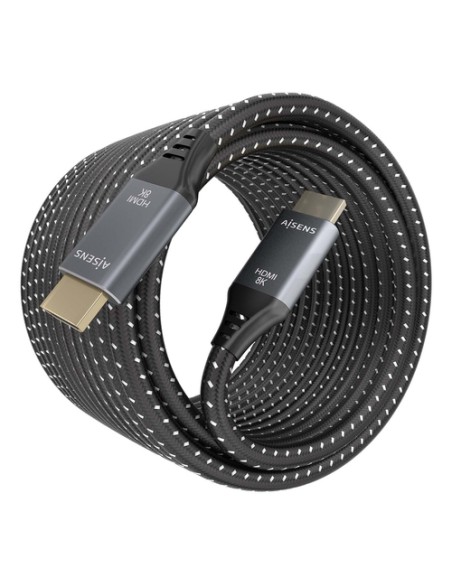 AISENS Cable HDMI V2.1 ultra alta velocidad / HEC 8K@60Hz 48Gbps, A/M-A/M, Gris/Negro, 7.0m