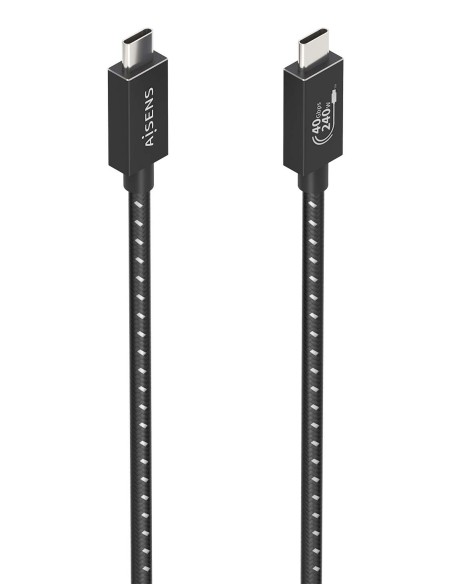 AISENS Cable USB4 Gen3x2 Aluminio 40Gbps 8K@60Hz 5A 48V 240W E-Mark, Tipo USB-C/M-USB-C/M, Negro, 0.5m