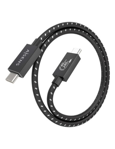 AISENS Cable USB4 Gen3x2 Aluminio 40Gbps 8K@60Hz 5A 48V 240W E-Mark, Tipo USB-C/M-USB-C/M, Negro, 0.5m