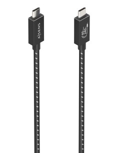 AISENS Cable USB4 Gen3x2 Aluminio 40Gbps 8K@60Hz 5A 48V 240W E-Mark, Tipo USB-C/M-USB-C/M, Negro, 1.5m