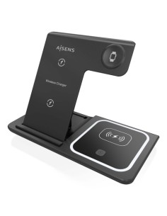 AISENS Cargador Inalambrico USB-C 3 En 1 De 15W Para Movil, Apple Watch, Ariculares Con Estuche De Carga, Negro 2