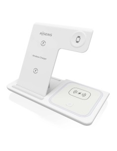 AISENS Cargador Inalambrico USB-C 3 En 1 De 15W Para Movil, Apple Watch, Ariculares Con Estuche De Carga, Blanco 2