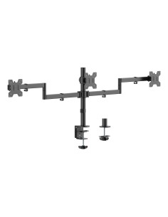 AISENS Soporte de mesa eco giratorio e inclinable para 3 monitores 10kg (3 Pivotes, 2 Brazos) de 13-27, Negro