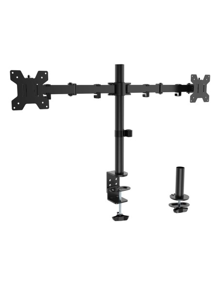 AISENS Soporte de mesa eco giratorio e inclinable para monitor/TV 10kg (3 Pivotes, 2 Brazos) de 17-32, Negro