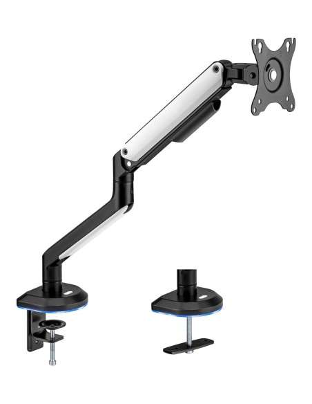 AISENS Soporte De Mesa RGB Gaming Contrapeso Giratorio E Inclinable Para Monitor/TV 9kg (3 Pivotes, 1 Brazo) De 17-32, Negro-Bla