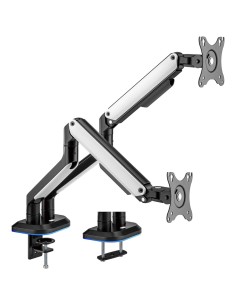 AISENS Soporte De Mesa RGB Gaming Contrapeso Giratorio E Inclinable Para Monitor/TV 9kg (3 Pivotes, 2 Brazos) De 17-32, Negro-Bl