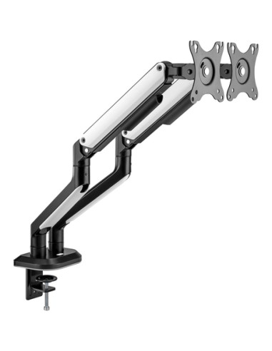 AISENS Soporte De Mesa RGB Gaming Contrapeso Giratorio E Inclinable Para Monitor/TV 9kg (3 Pivotes, 2 Brazos) De 17-32, Negro-Bl