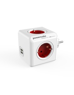 Allocacoc PowerCube Original USB base múltiple 4 salidas AC Interior Rojo, Blanco