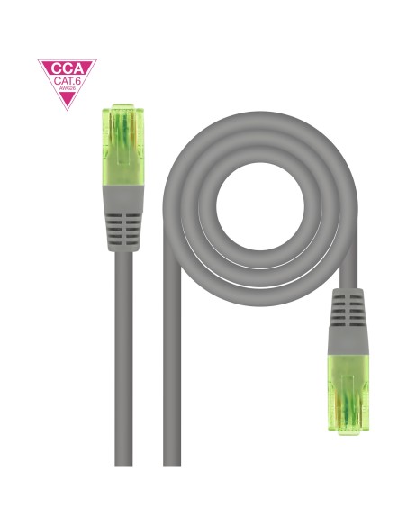 Nanocable Cable de Red Latiguillo RJ45 CAT.6 UTP AWG26 CCA, Gris, 1 m
