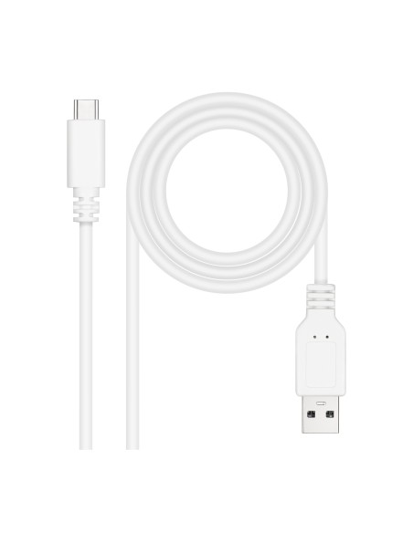Nanocable Cable USB 2.0 3A, tipo USB-C/M-A/M, Blanco, 1 m