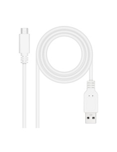 Nanocable Cable USB 2.0 3A, tipo USB-C/M-A/M, Blanco, 1.5 m