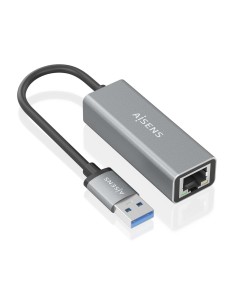 AISENS Conversor USB 3.0 a ethernet Gigabit 10/100/1000 Mbps, Gris, 15cm
