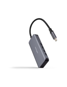 Nanocable Hub USB-C macho a 4 x USB-C hembra, Aluminio 10 cm, Gris