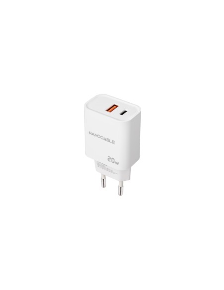 Nanocable Cargador USB-C/PD + USB-A/QC 20W, Blanco