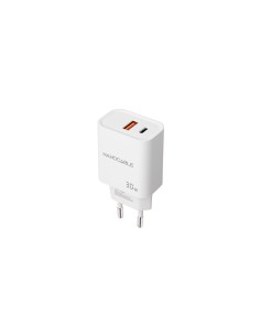 Nanocable Cargador USB-C/PD + USB-A/QC 30W, Blanco