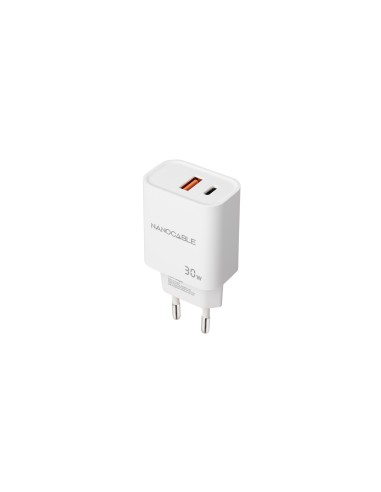 Nanocable Cargador USB-C/PD + USB-A/QC 30W, Blanco