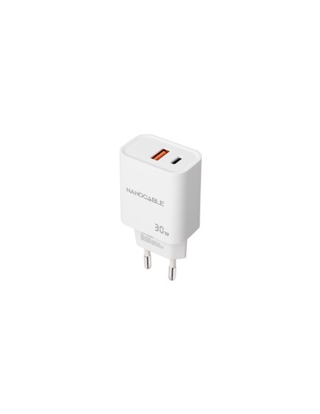 Nanocable Cargador USB-C/PD + USB-A/QC 30W, Blanco