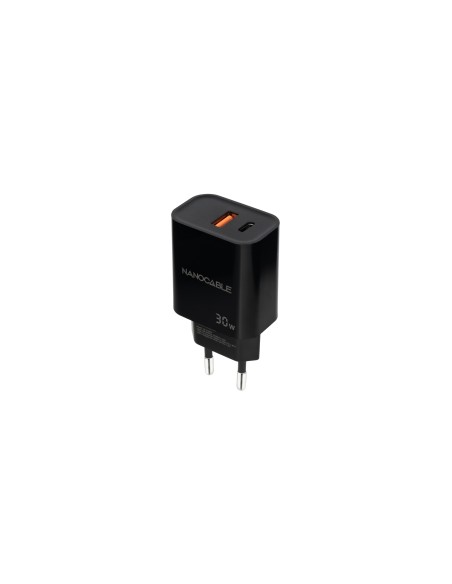 Nanocable Cargador USB-C/PD + USB-A/QC 30W, Negro