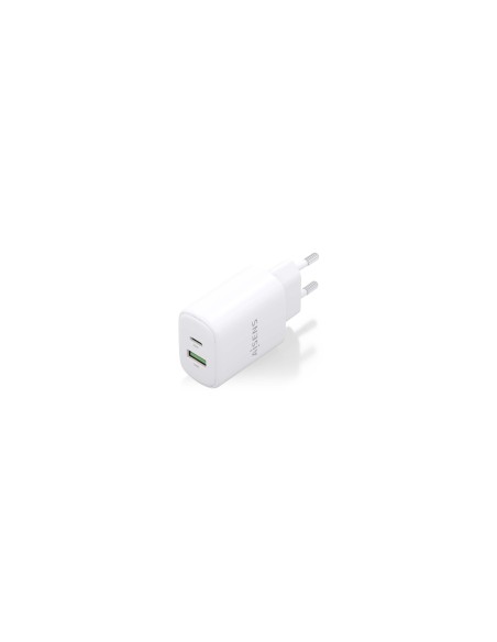 AISENS Cargador GaN 20W, 1xUSB-C PD3.0, 1xUSB-A QC3.0, Blanco