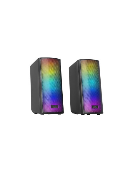 Mars Gaming MSRGB2, Altavoces Bluetooth 5.3 15W, Procesador de Sonido DSP, Iluminación RGB Dinámica, Frontal Total Mesh, Altavoc