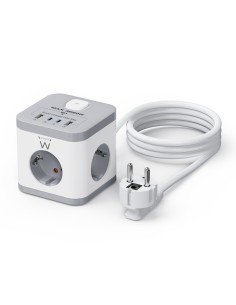 Ewent EW3863 base múltiple 1,5 m 3 salidas AC Interior Gris, Blanco