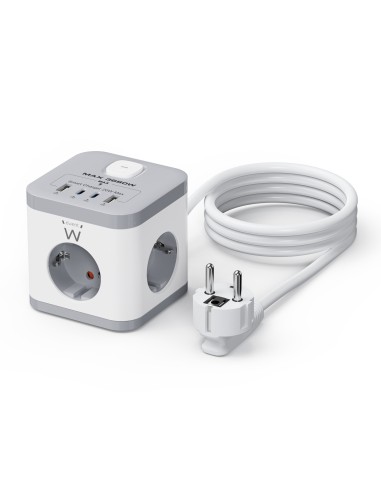 Ewent EW3863 base múltiple 1,5 m 3 salidas AC Interior Gris, Blanco