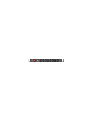 Lanberg PDU-08I-0200-C20-BK unidad de distribución de energía (PDU) 8 salidas AC 1U Negro