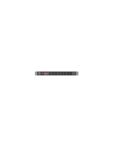 Lanberg PDU-08I-0200-C20-BK unidad de distribución de energía (PDU) 8 salidas AC 1U Negro