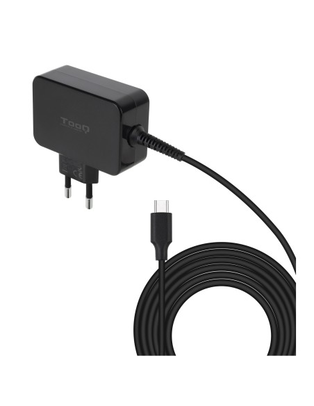 TooQ Cargador de portátil GAN USB-C PD 45W, Negro