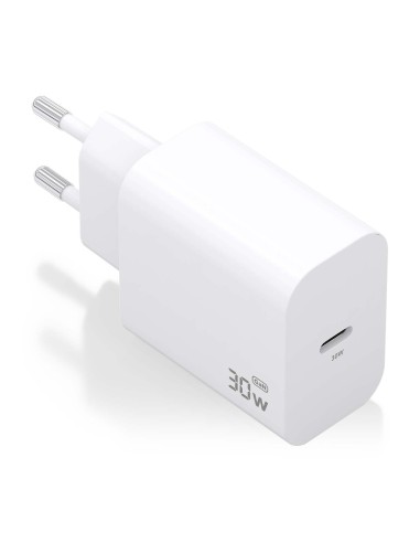 AISENS Cargador GaN 30W, 1xUSB-C PD3.0, Blanco