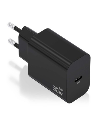 AISENS Cargador GaN 30W, 1xUSB-C PD3.0, Negro