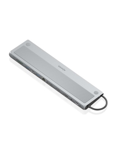 AISENS USB-C Dock 12 en 1, USB-C a 2xHDMI, 1xDisplayPort, 1xRJ45, 3xUSB-A, 1xUSB-C, 1xUSB-C PD, 1xSD, 1xMicro SD, 1xAudio, Gris,