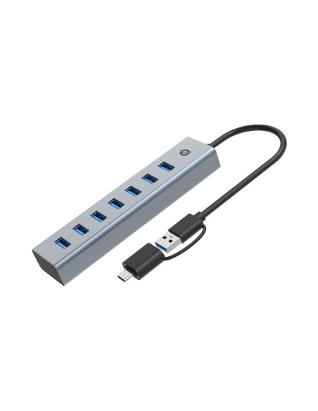 Conceptronic HUBBIES21G hub de interfaz USB 3.2 Gen 1 (3.1 Gen 1) Type-A 5000 Mbit/s Gris