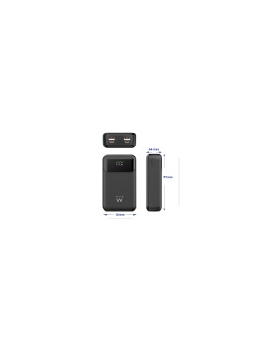 Ewent EW1164 Power Bank de 65W y 20,000 mAh ? Batería Externa de Carga Rápida con Entrada y Salida USB-C