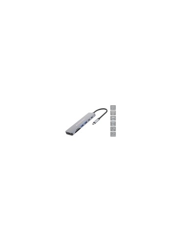 Conceptronic DONN28G base para portátil y replicador de puertos Alámbrico USB 3.2 Gen 1 (3.1 Gen 1) Type-C Gris