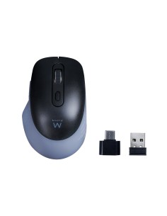 Ewent Ratón óptico inalámbrico con conectividad multidispositivo, clics silenciosos y adaptador tipo C