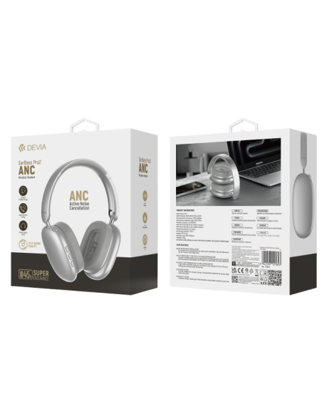 DEVIA AURICULAR BLUETOOTH ANC EARBASS PRO2 PLATA