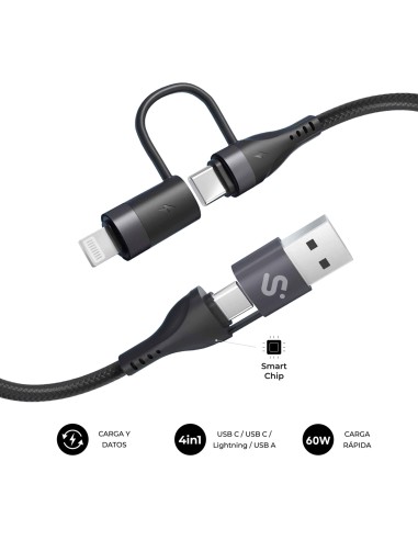 SUBBLIM CABLE TOP 4IN1 60W C-C-L-A 1m