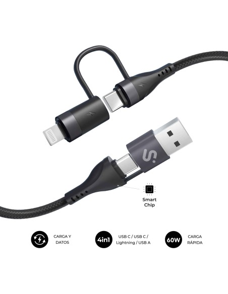 SUBBLIM CABLE TOP 4IN1 60W C-C-L-A 1m