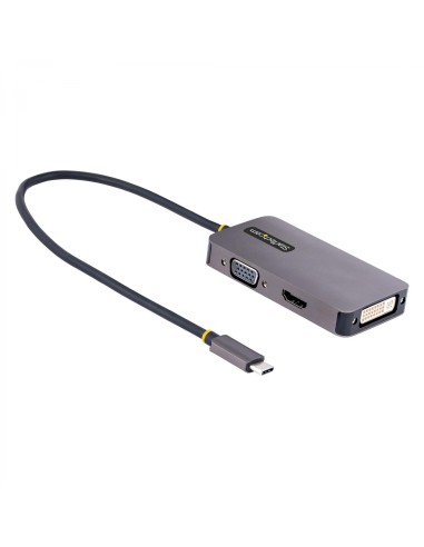 StarTech.com Adaptador de VÍ­deo USB C, Adaptador USB Tipo C a HDMI VGA DVI hasta 4K 60Hz, Adaptador de Pantalla Multipuertos, C