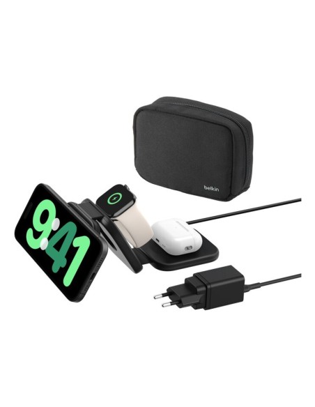 Belkin BoostCharge Pro Auriculares, Smartphone, Reloj inteligente Negro Corriente alterna, USB Cargador inalámbrico Carga rápida