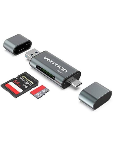 LECTOR DE TARJETAS EXTERNO VENTION USB-A 3.0 / USB-C MICROSD / TF DUAL DRIVE