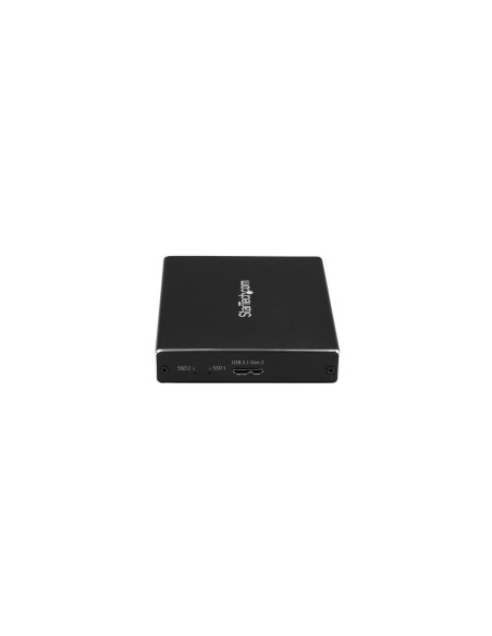 StarTech.com Caja de Dos BahÍ­as M.2 NGFF - USB 3.1 (10Gbps) - RAID - Caja Externa USB-C y USB-A de Aluminio - Negro