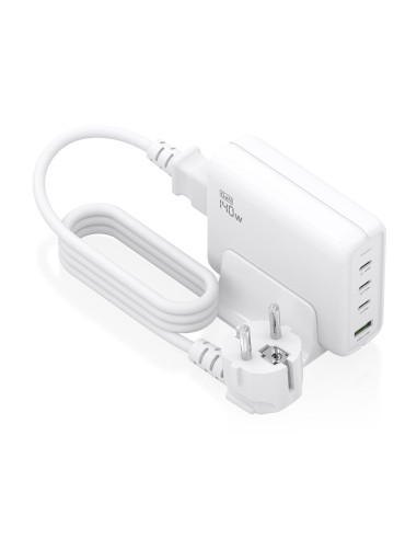 AISENS Cargador Sobremesa GaN 140W, 3x USB-C PD3.1 QC4.0 QC5.0, 1x USB-A QC3.0, Blanco