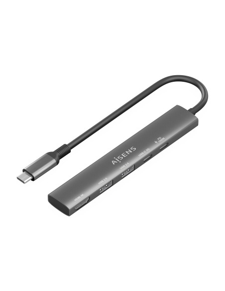 AISENS USB-C Dock 5 en 1, USB-C A, 1x HDMI 2x USB-A, 1x USB-C, 1x USB-C PD, Gris, 15cm